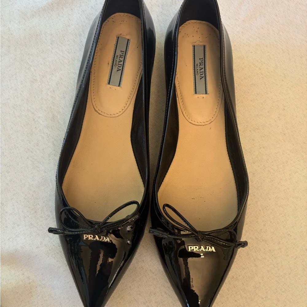 Prada Pointed Patent Leather Flats
